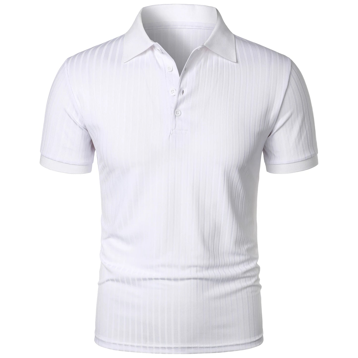 Men's running sports fitness wear summer high stretch vertical short-sleeved POLO shirt slim knit base shirt