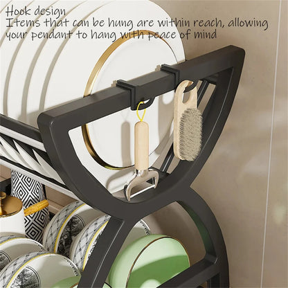 Kitchen Storage Rack – Multi Functional Rack With Dish Plate Organizer & Drainage