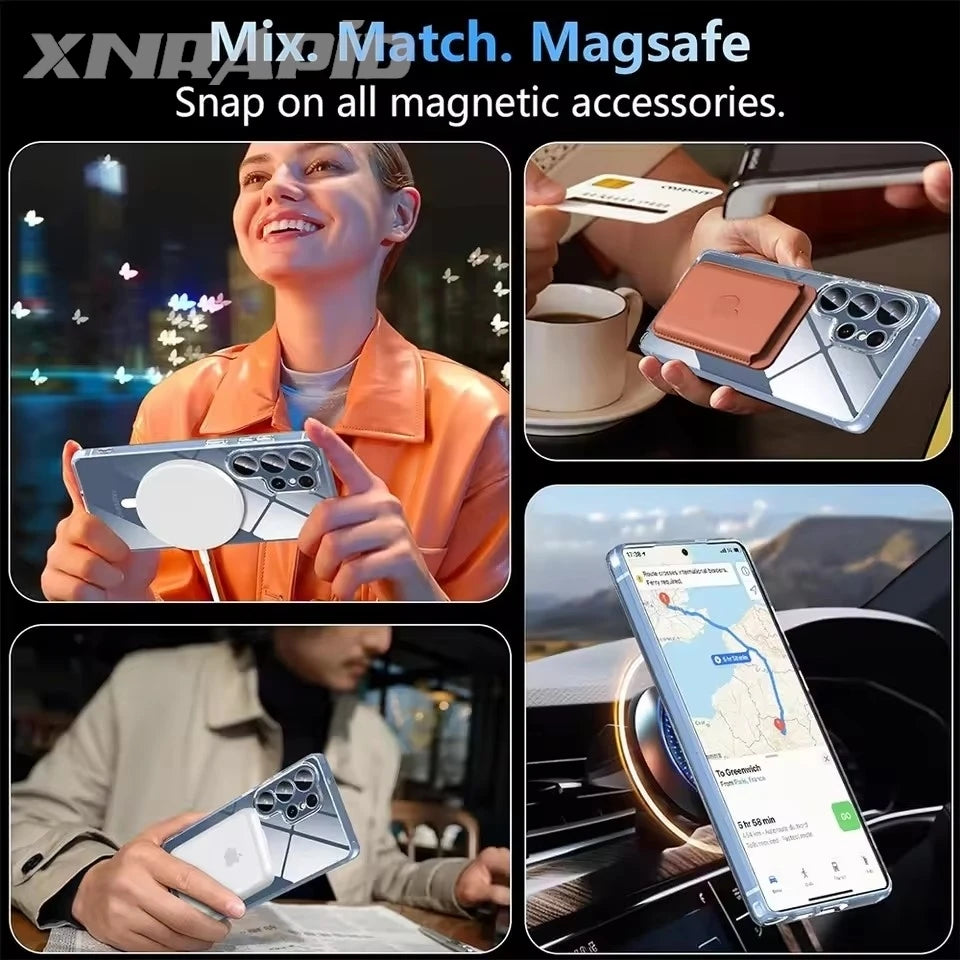 For Magsafe Magnetic Wireless Charging Case For Samsung Galaxy S25 S26 Ultra Plus FE S25Ultra 5G + Clear Shockproof Back Cover