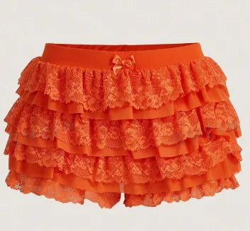 Women's Bow Lace Ruffle Shorts – Y2K Elastic-Waist Summer Shorts