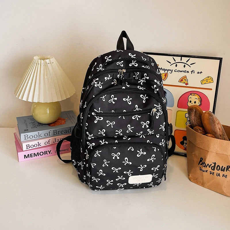 Bow Print Backpack Set - 3 Pcs with Crossbody Bag  Small Purse for Kids - ZOOMNSTORE