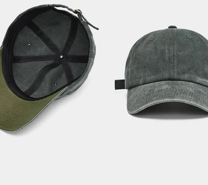 Sunscreen Water Washed MEN'S Baseball Cap with a Small Face, Retro Distressed and Versatile Trendy Duck Tongue Hat, MEN'S Big He