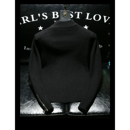 Men Sweater Autumn Winter New Arrival Zipper Solid Color Long Sleeve Fashion Trend Casual Versatile High Neck Knitted Top