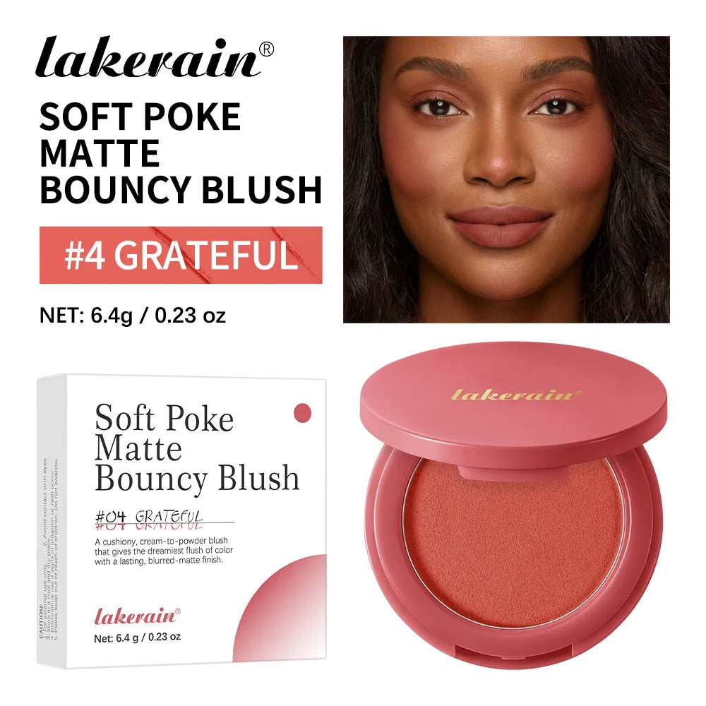 New Matte Blush Cream to Powder Cushiony Bouncy Texture Long Lasting Natural Flush Brightens Face Complexion Woman Makeup