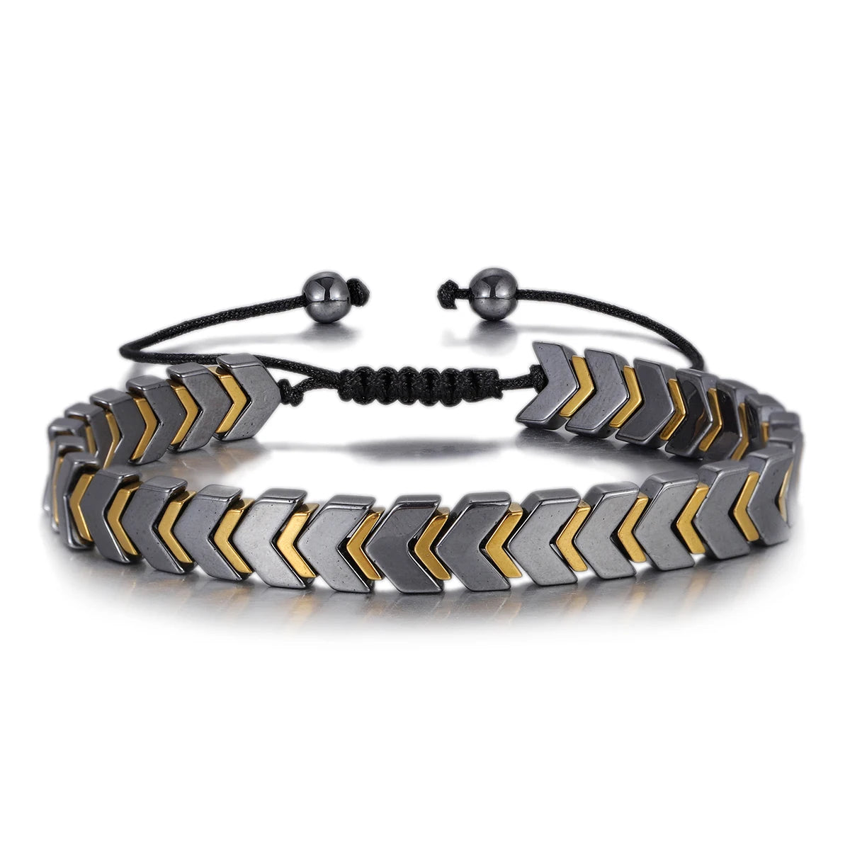 New Hematite Stone Arrow Adjustable Bracelet Men Jewelry Weight Loss Magnetic Therapy Beaded Health Care Bracelets Pulsera Gift