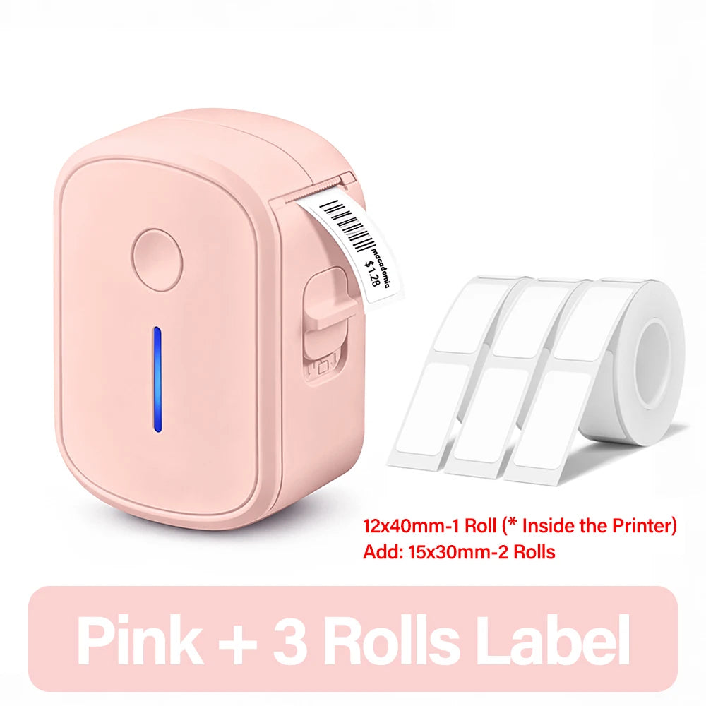 Portable Mini Label Printer Bluetooth Inkless Self-adhesive Thermal Labels Printer Sticker Maker Adhesive Mini Labeling Machine