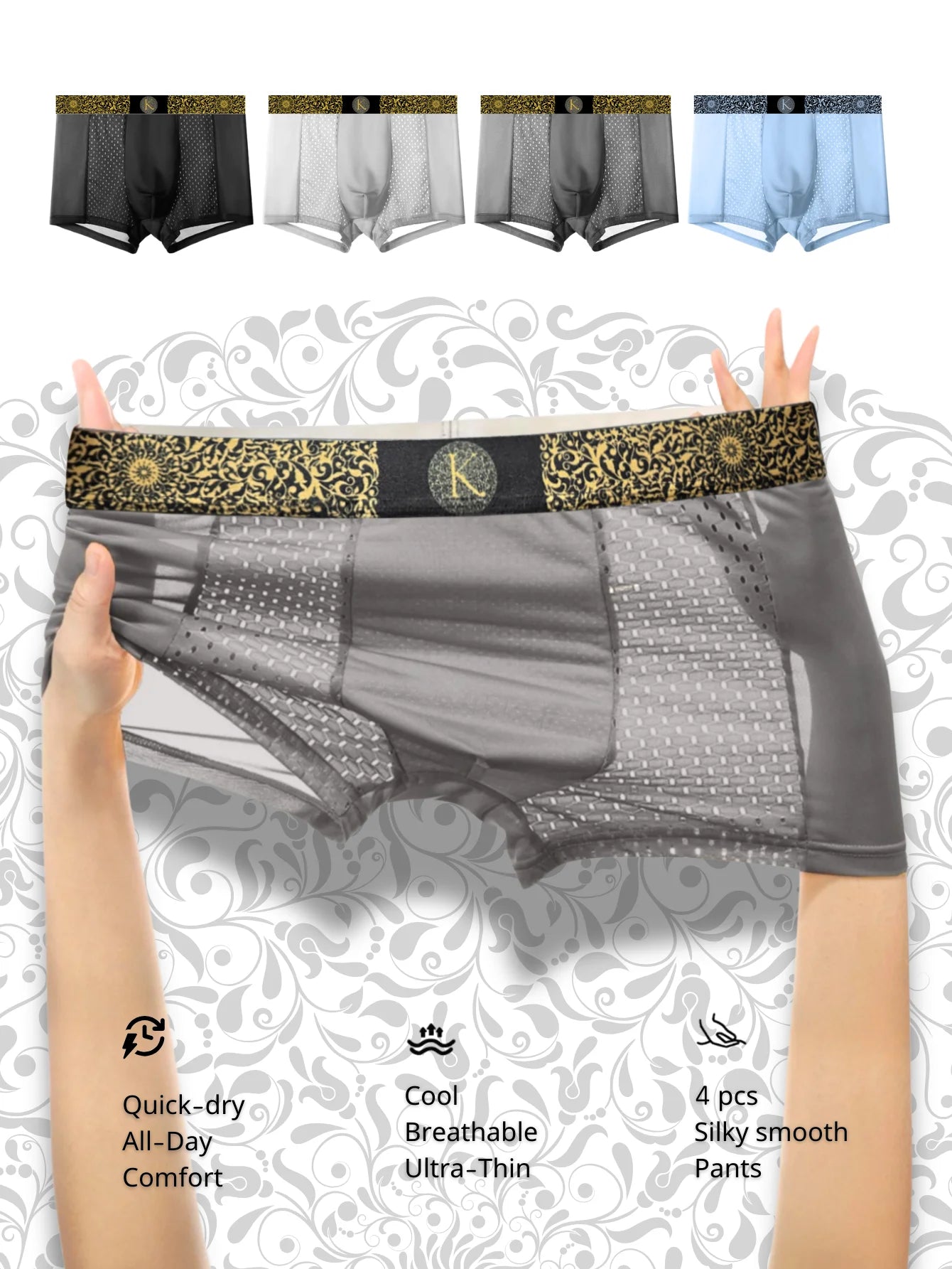 4pcs Men Underwear Boxers Pack Boxer Hombre Mens Traning Sexy Underpants Teenagers Boys Boxershorts Men Sports Comfy Men Boxers