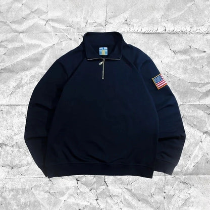 Y2K Retro Quarterzip Pullover Hoodie Embroidery Sweatshirt American Vintage Old Money Casual Streetwear Unisex Oversized Coat