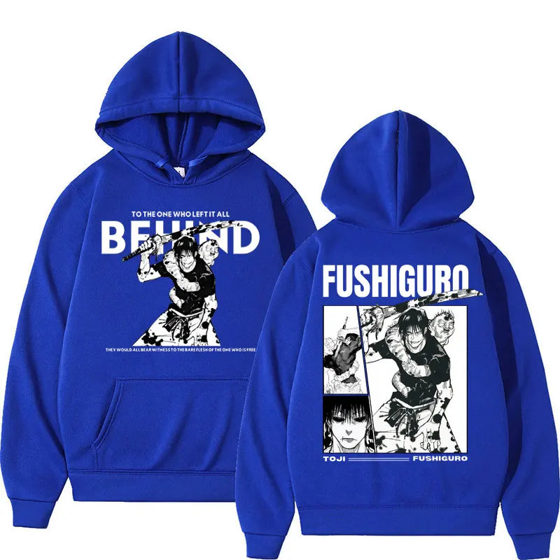 Anime Jujutsu Kaisen Fushiguro Toji Retro Hoodies Men's Harajuku Vintage Manga Long Sleeve Fleece Loose Fashion Casual Tracksuit
