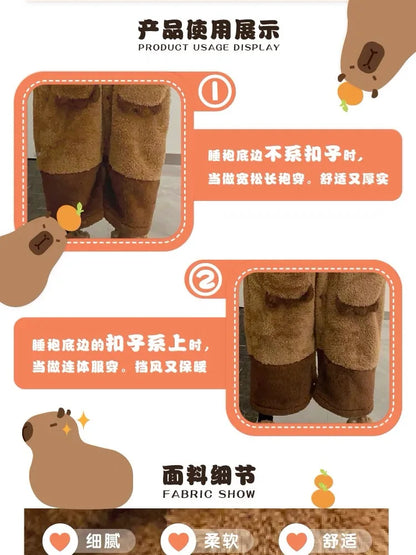 Soft Cute Animals Shape Blanket Pajamas Unisex For Adult Coral Velvet Warm Cosplay Loose  Pajamas Pants Home Wear