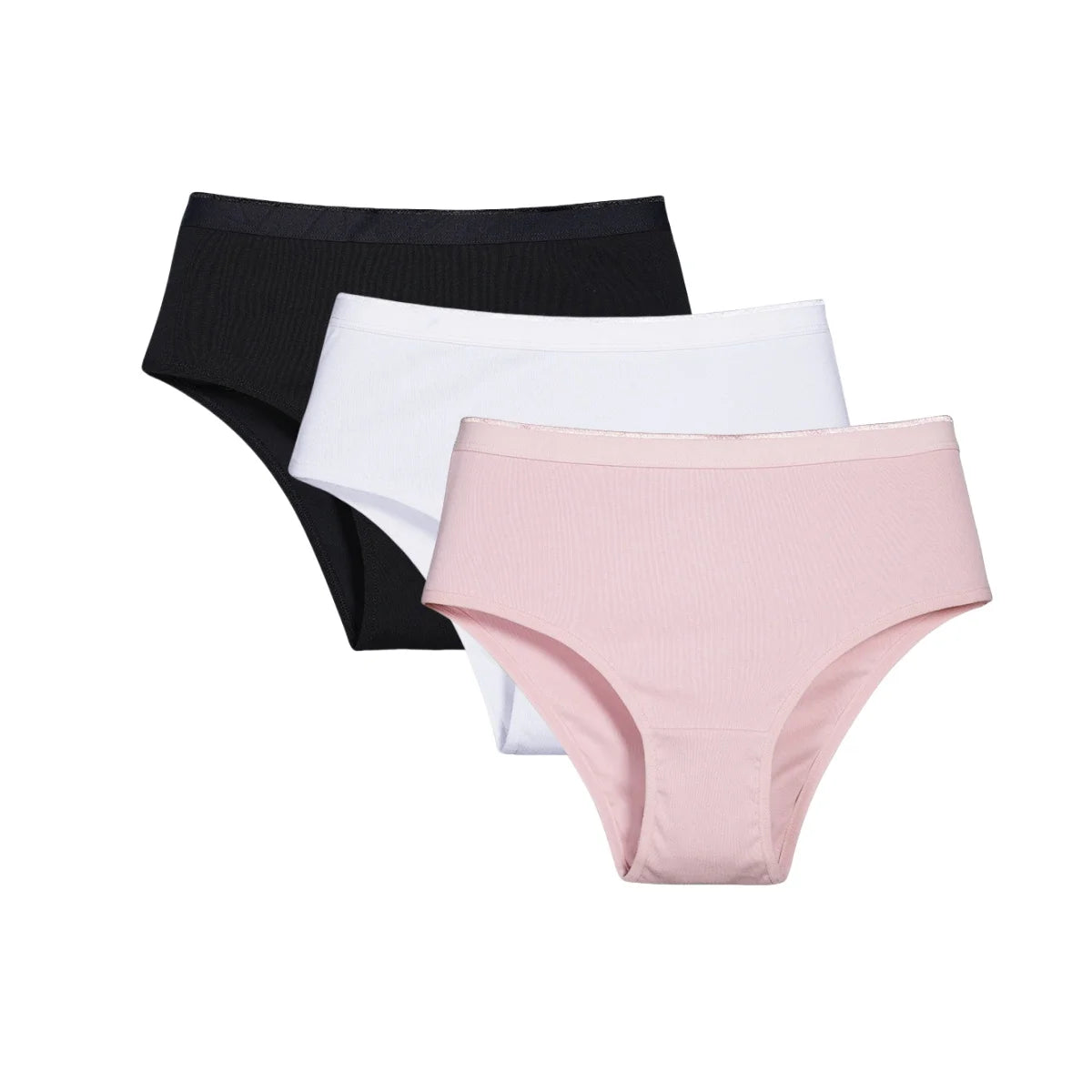 3Pcs/Set Women Cotton Panties High Waist Underwear Female Underpants Solid Color Soft Stretch Briefs Comfort Sexy Lingerie S-L
