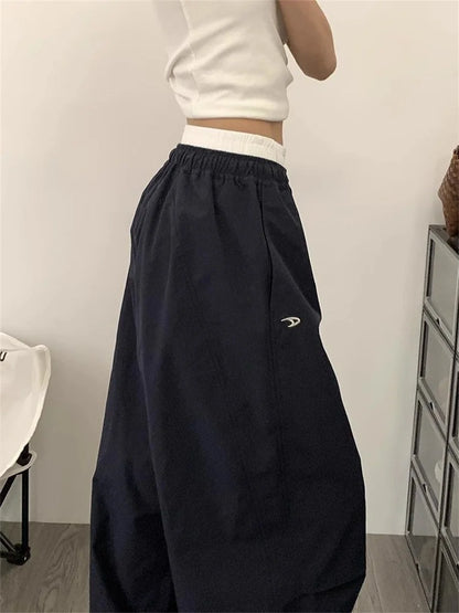 Women Cargo Pants Summer High Waist American Quick Dry Pants Y2K Baggy Hip Hop Casual Wide Leg Trousers Female Streetwear 2025