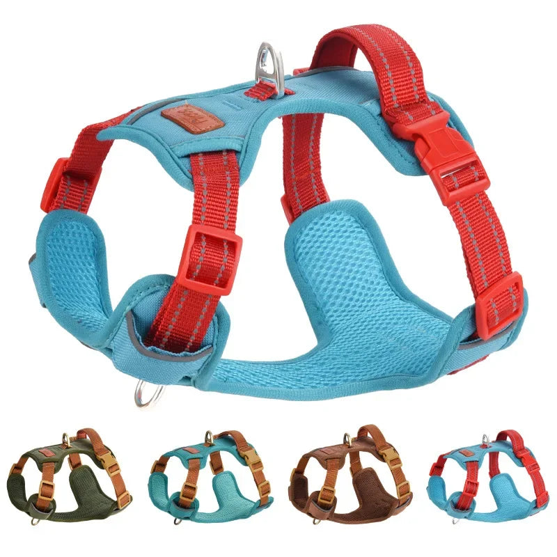 Retro pet chest strap, explosion-proof, reflective dog chest strap, anti-breaking dog leash