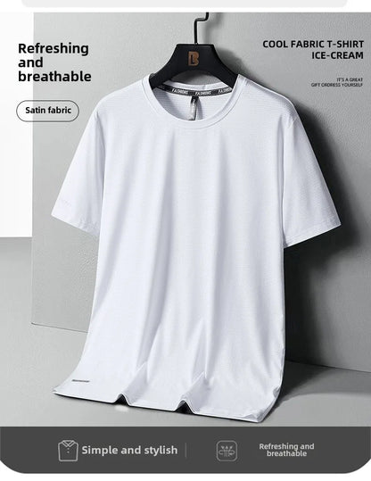 Men's Ice-Silk T-Shirt – Breathable Plus-Size Tee (up to 8XL)