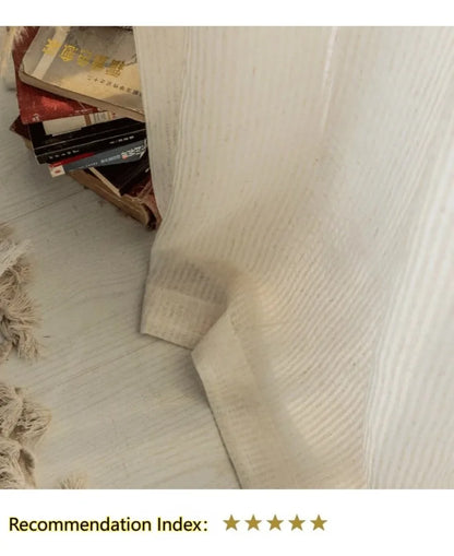 Beige Curtain Semi Light Blocking | Thin Soft Screens Pleated Window Curtain