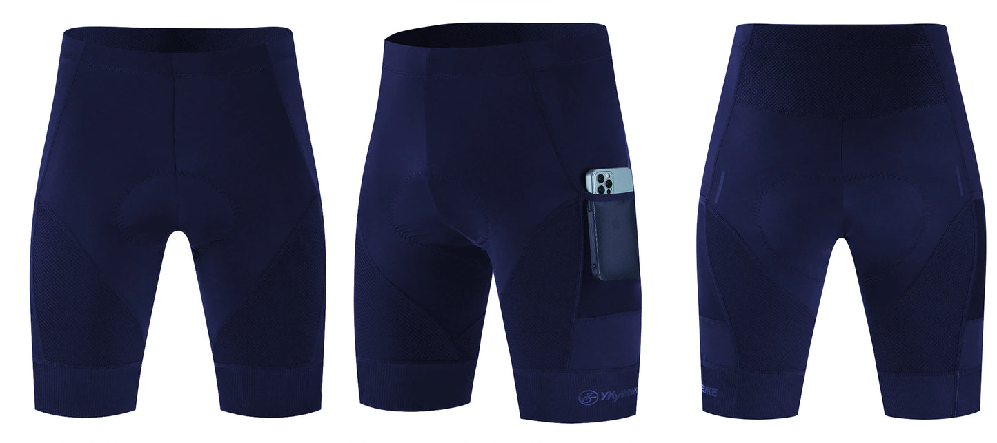 YKYWBIKE Sports Padded Bike Shorts for Men Cycling Bicycle Shorts Comfortable Road Biking Pants 2 Pocket Tights Slim Fit