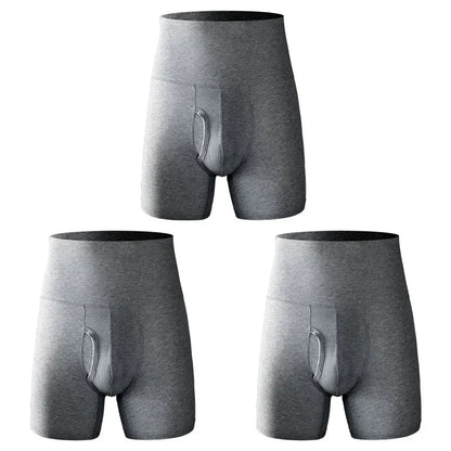 3pcs Men's underwear Men's cotton high waist belly large size extended anti - wear leg fat warm sports boxers