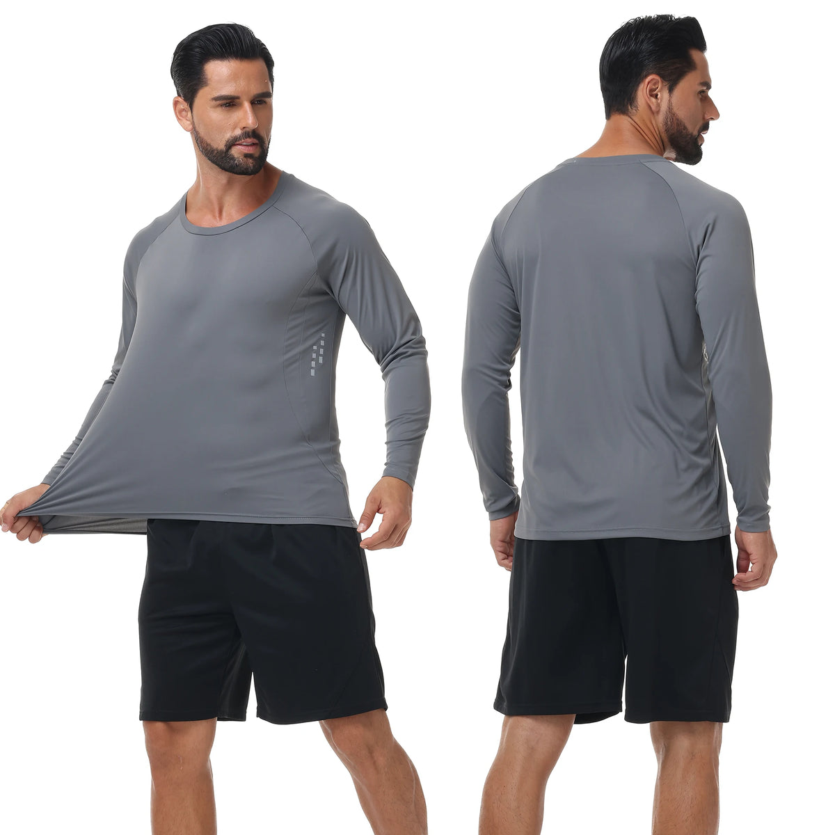 Men UPF 50+ Long Sleeve T-Shirt, Rash Guard Breathable Tops, Pullover Shirt for Sport Fishing Hiking Running Beach Surfing