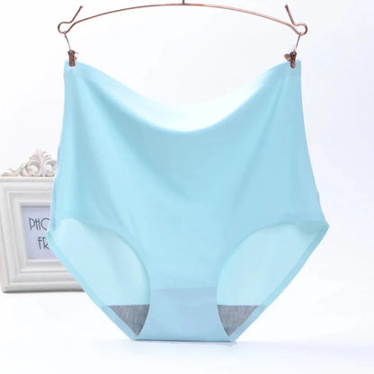 Plus Size women seamless Panties ice silk smooth soft Sexy Underwear Women High Waist Ultrathin Breathable underpants 50-100kg