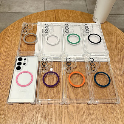Transparent Armour Magnetic Case For Samsung S26 S25 S23 S24 Plus S21 S22 Ultra Corners Reinforced Shockproof Protection Cover