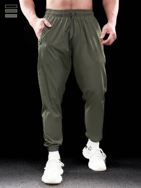 Men Running Trousers - Loose Fit Sports Fitness Pants With Elastic Waist Band