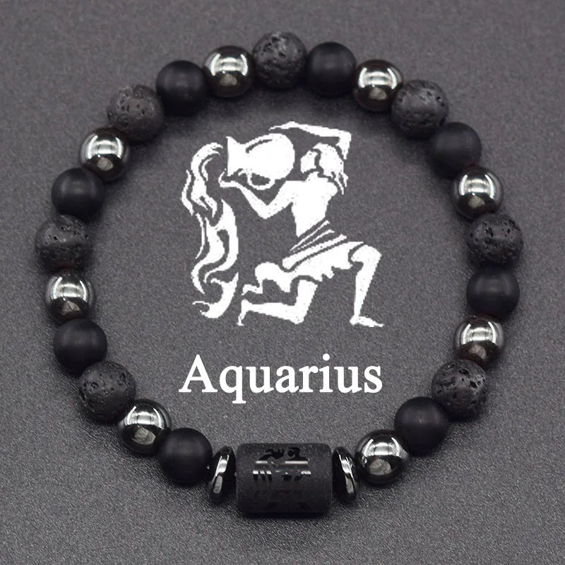 12 Zodiac Constellation Signs Bracelets for Men Women Real Natural Tiger Eye Stone Bead Bracelet Leo Taurus Charm Couple Jewelry