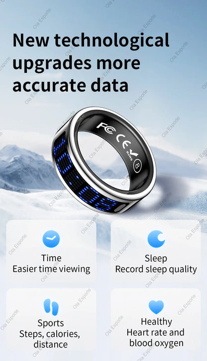 Smart Ring With Dynamic Display Screen 5 ATM Waterproof Blood Oxygen Heart Rate Sleep Monitor Sports Ring Men Women Fashion Ring