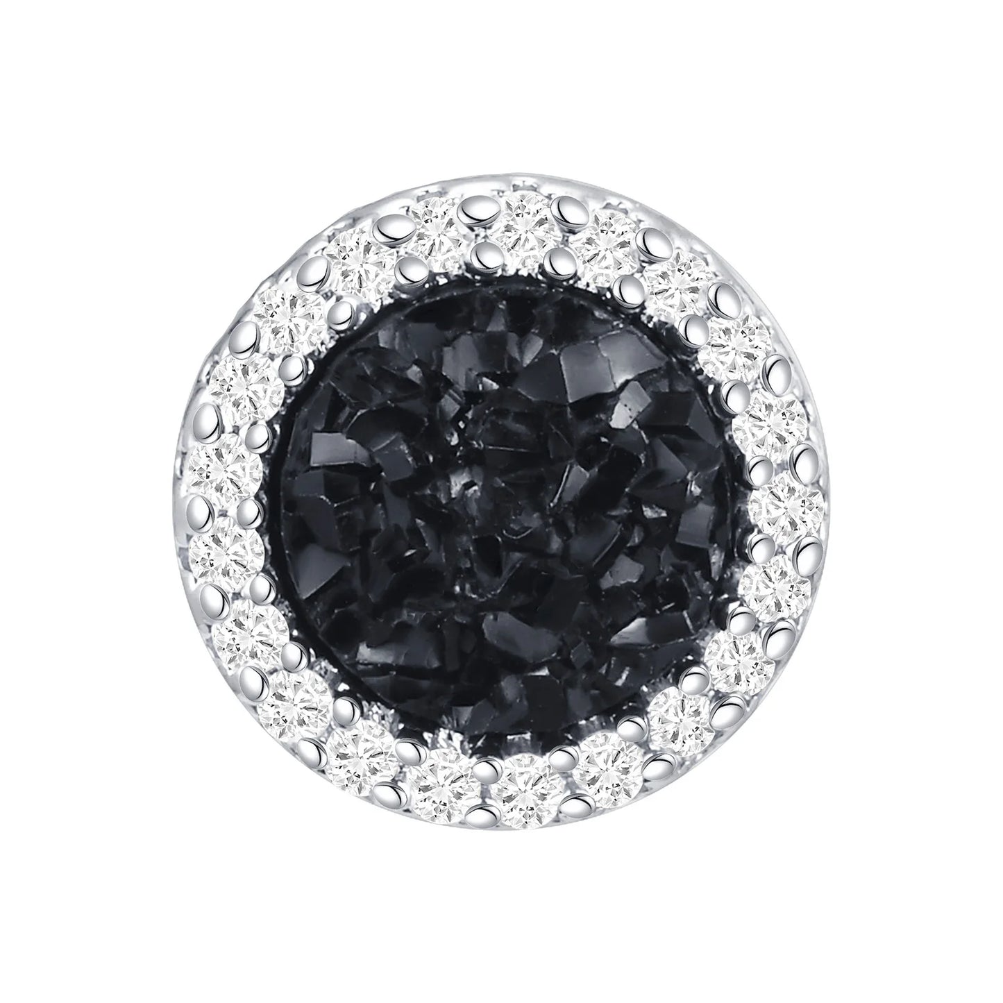 Vnox Black Crystal Round Circle Earrings for Men, Full Blue CZ Stone Ring Stud Earrings, Gothic Simple Piercing Ear Jewelry