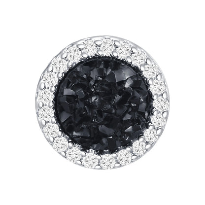 Vnox Black Crystal Round Circle Earrings for Men, Full Blue CZ Stone Ring Stud Earrings, Gothic Simple Piercing Ear Jewelry