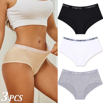 Women Cotton Briefs - Soft Breathable Low-Rise Panties 3Pcs Cotton Underwear Set