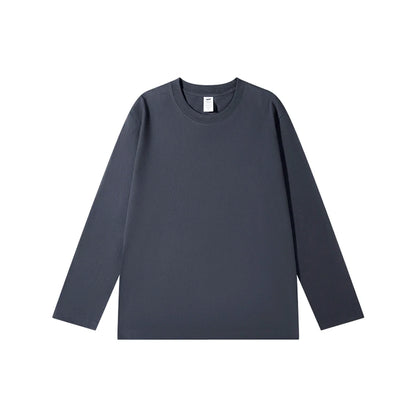 WAVLATII New Women Long Sleeve T shirts Female Blue 230 GSM Casual Oversized Tess Lady Solid Basic White Black Tops WLT2470