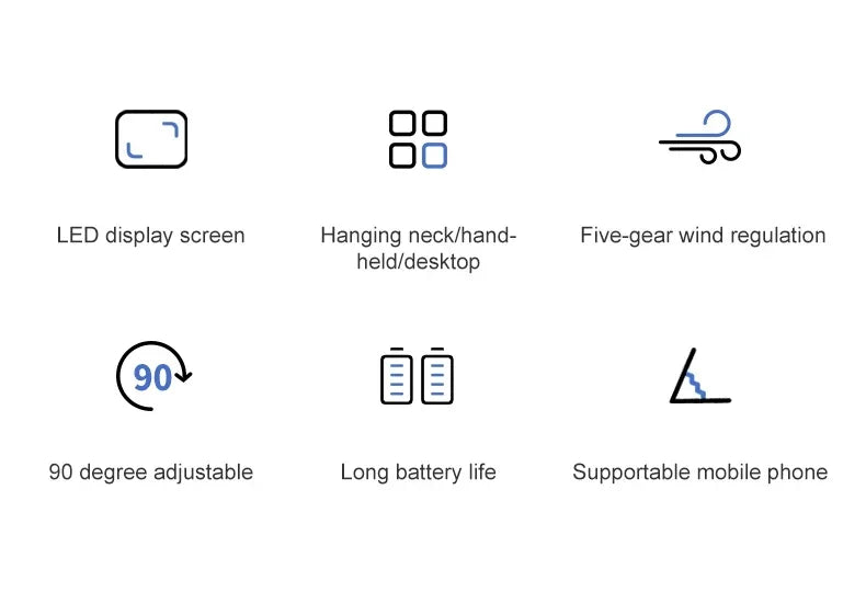 5000mAh Handheld Mini Fan Wireless USB Rechargeable Portable Digital Display Phone Holder Fan 5 Speed Foldable Neck Hanging Fans