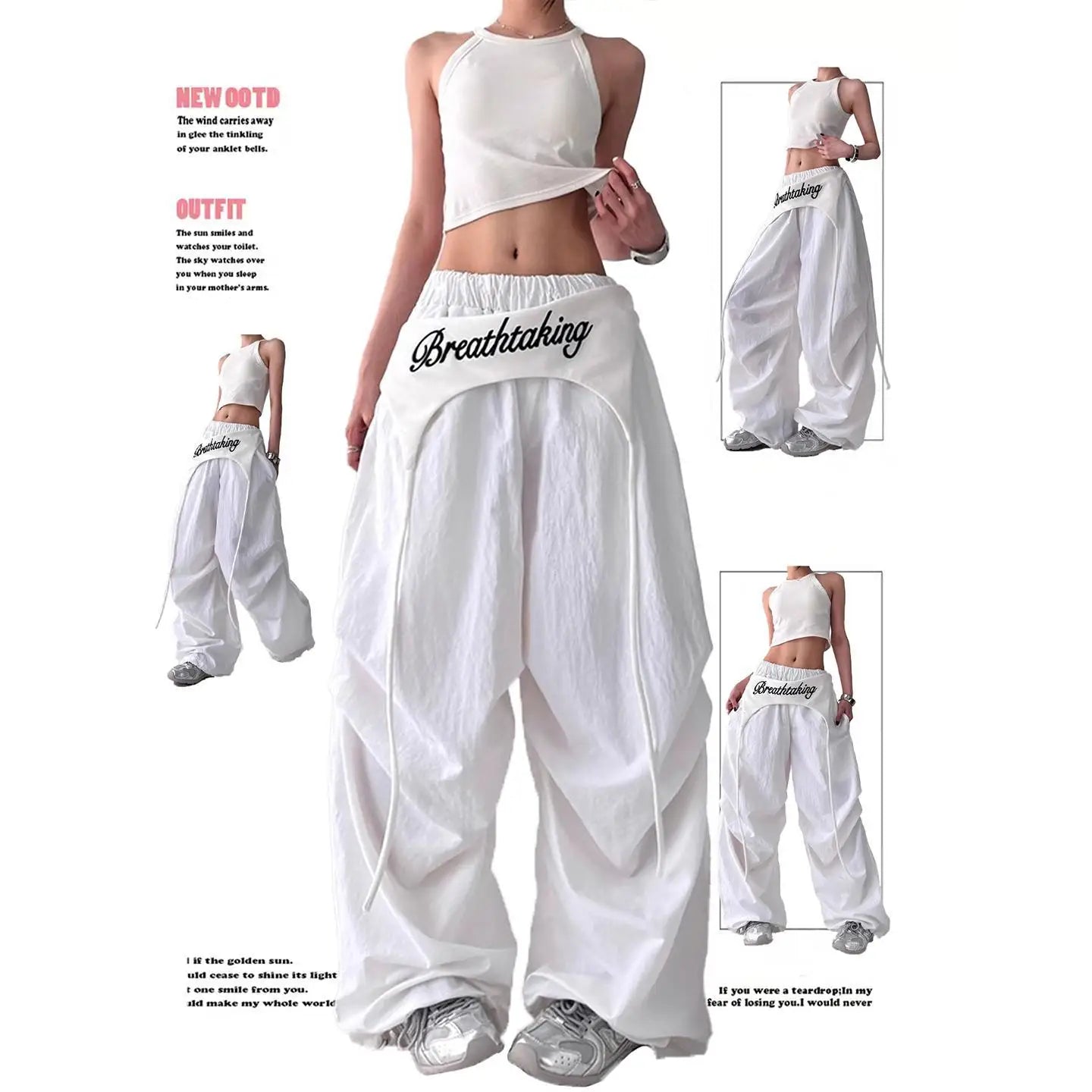 Designer Layering Cargo Pants Women Summer Lightweight Quick-Dry Jazz Dance Trousers Baggy Paratrooper Streetwear Wide Leg Pants