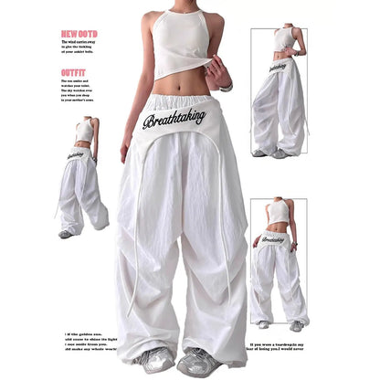 Designer Layering Cargo Pants Women Summer Lightweight Quick-Dry Jazz Dance Trousers Baggy Paratrooper Streetwear Wide Leg Pants