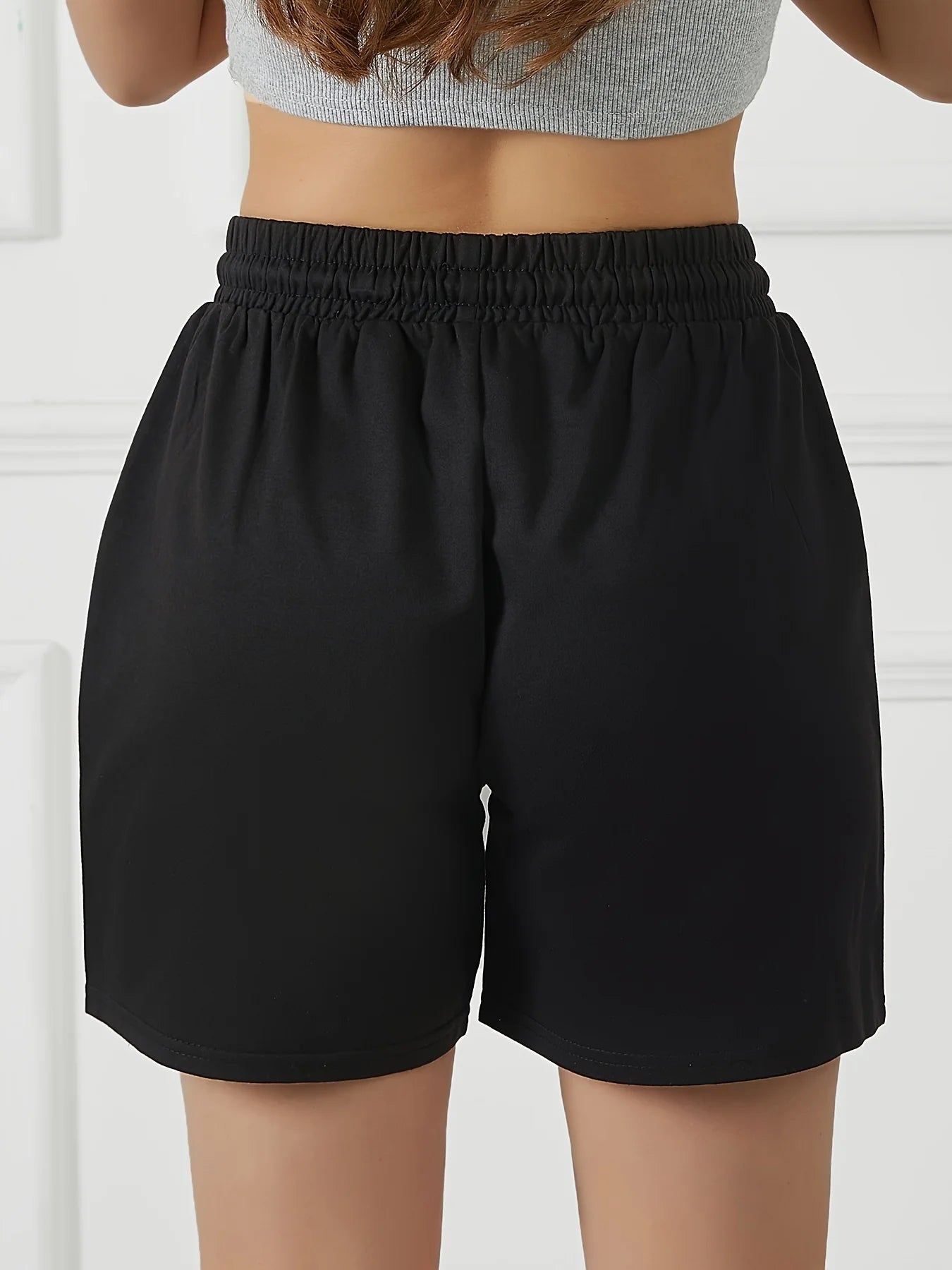 Ladies' Front Pocket Waist Drawstring Sports Pants for Casual Running and Exercise, Pure Cotton Shorts
