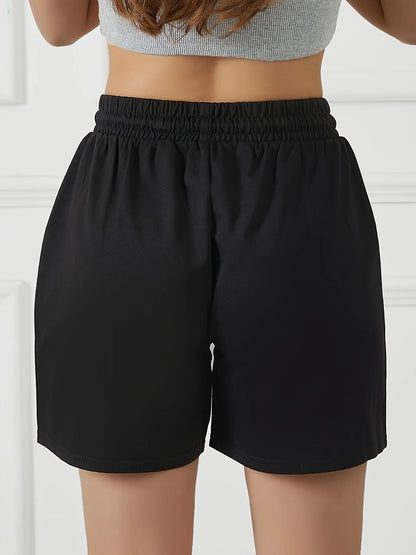 Ladies' Front Pocket Waist Drawstring Sports Pants for Casual Running and Exercise, Pure Cotton Shorts