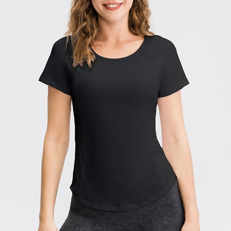 Women Yoga Tops - Breathable Quick Dry Short Sleeve Fitness Running Shirt