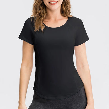 Women Yoga Tops - Breathable Quick Dry Short Sleeve Fitness Running Shirt