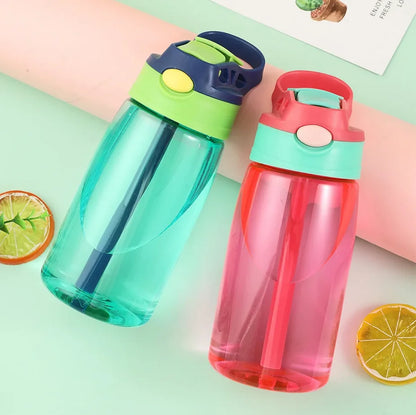 480ml Water Bottle With Straw Kids Girls Portable Travel Bottles Gym Sports Fitness Cup Summer Cold Water Juice Drinking Bottle