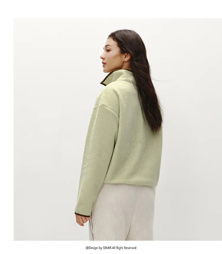Semir Tops for Woman Fleece Warm Embroidered 2025 Winter Fall Clothes Sweatshirt Soft Fleece Warm Loose Fit Daily Wear 2025 New