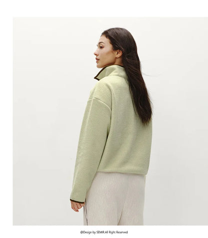 Semir Tops for Woman Fleece Warm Embroidered 2025 Winter Fall Clothes Sweatshirt Soft Fleece Warm Loose Fit Daily Wear 2025 New