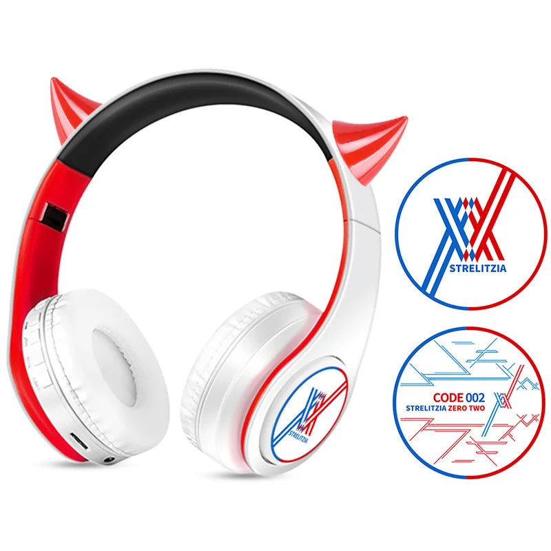 Cosplay Anime Darling in the FranXX 02 Hint Tone Wireless Bluetooth Headset Head Mounted Plug In Card Mobile Phone Headphones