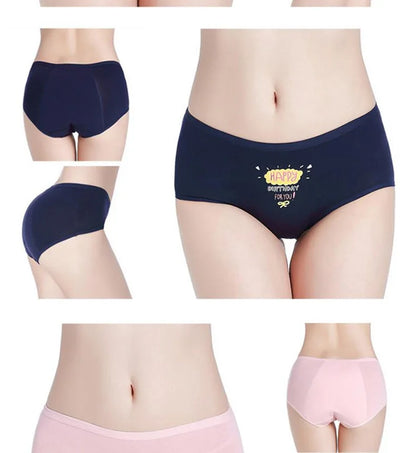 3PCS Cute Cartoon Period Underwear for Girls  Leakproof Teen Menstrual Panties 4-Layer Absorbent Reusable Washable Underwear