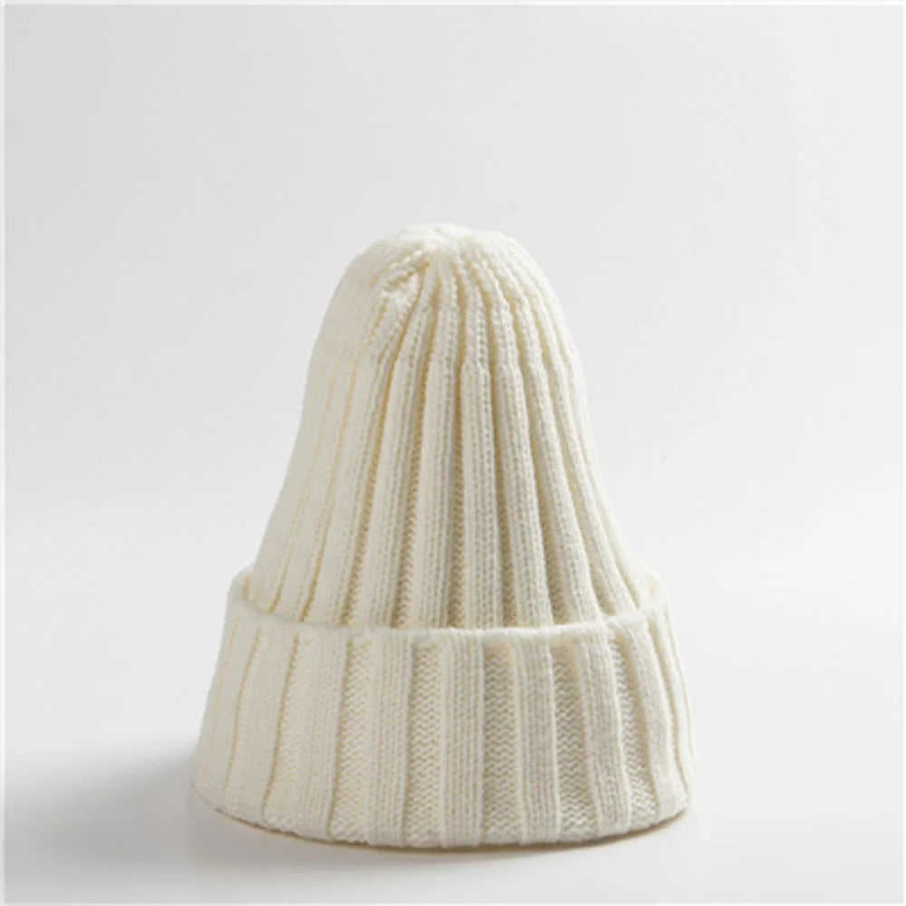 Knitted Winter Hat - Woolen Beanie with Ear Protection, Elastic Fitting Unisex Knit Cap