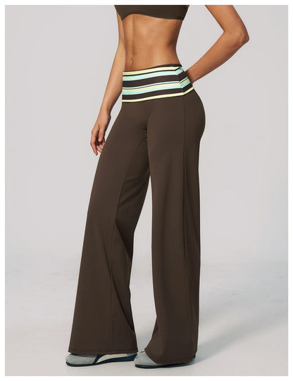 Women's Wide Leg Yoga Pants Breathable Sports Fitness Bell-bottoms High Waist Striped Yoga Pants Polka Dot Workout Flared Pants