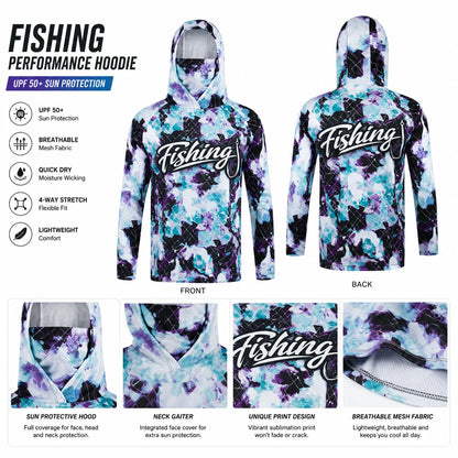 Fishing Shirt Hooded Men Fishing Clothes Long Sleeve Outdoor Summer Mask Hoody Tops Sun Protection Performance Jersey