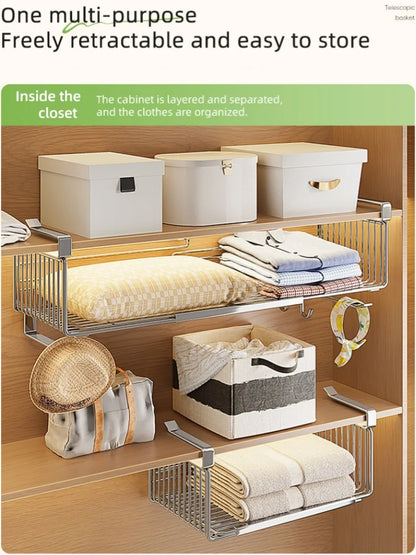 Retractable Hanging Basket - Stainless Steel Kitchen Storage Organizer With Large Capacity
