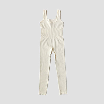 Women's Seamless Yoga Set | Ribbed One Piece Fitness Jumpsuit - High Waist Workout
