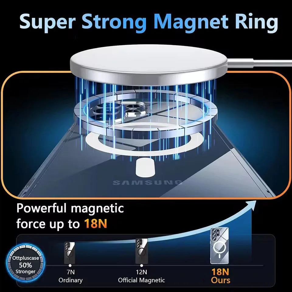 For Magsafe Magnetic Wireless Charging Case For Samsung Galaxy S25 S26 Ultra Plus FE S25Ultra 5G + Clear Shockproof Back Cover