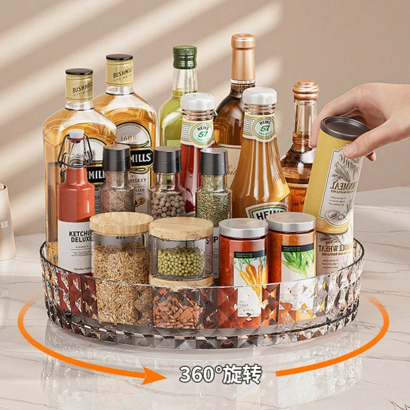 360 Rotating Spice Rack - Non-Slip Kitchen Organizer Tray